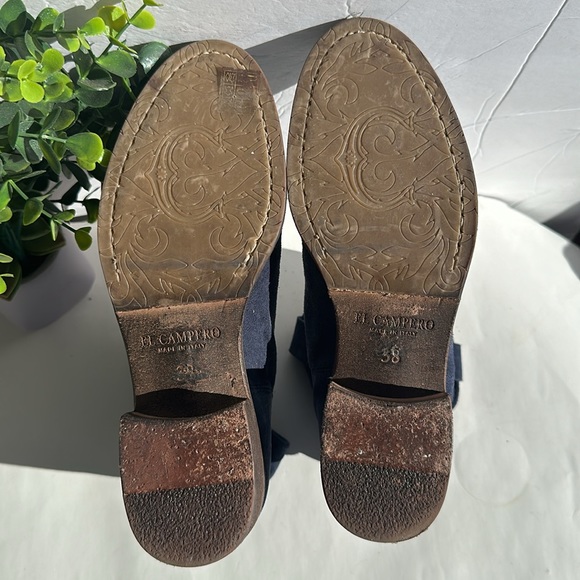 EL CAMPERO Suede Leather Ankle Boots in Navy Blue-Sz 38-US 8 - Picture 8 of 15